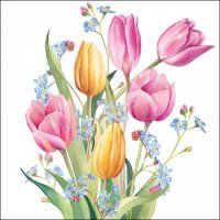 Papierserviette - groß - Tulip bouquet