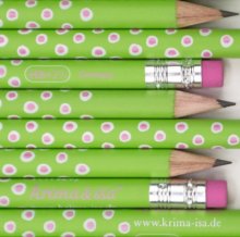 Bleistift - Tupfer gruen pink