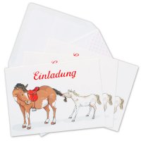 Einladungskarten Set - 6er - Pony