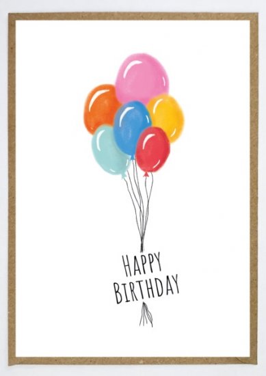 Doppelkarte - Happy Birthday Ballons - zum Schließen ins Bild klicken