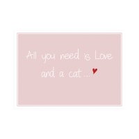 Postkarte QUER - All you need is love and a cat