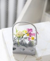 Vase mit Korb u. Herzen - Set