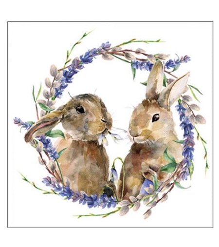 Papierserviette - groß - Rabbit wreath - zum Schließen ins Bild klicken